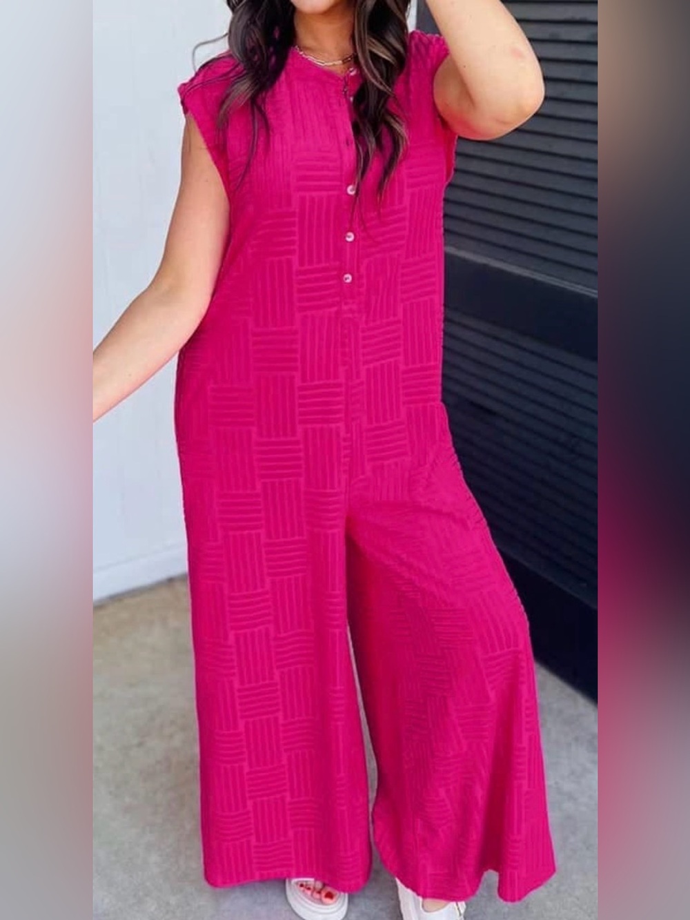 entro Sleeveless Wide-Leg Jumpsuit in Pink